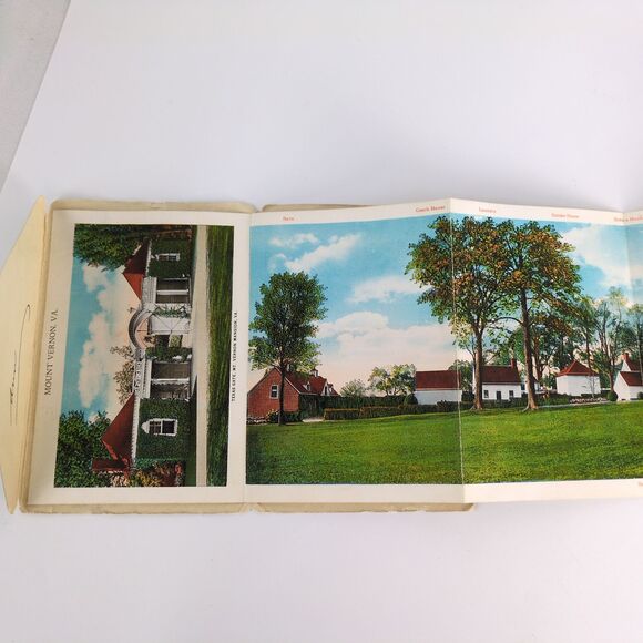 George Washington's Mansion Mt Vernon Virginia 1920s Fold-Out Postcards VA 1927 - Picture 3 of 11